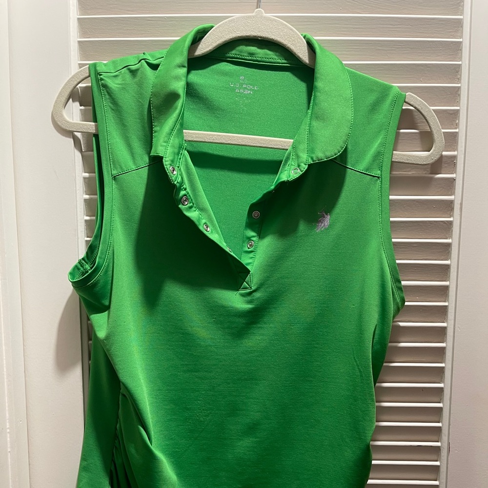 Green sleeveless US Polo Shirt